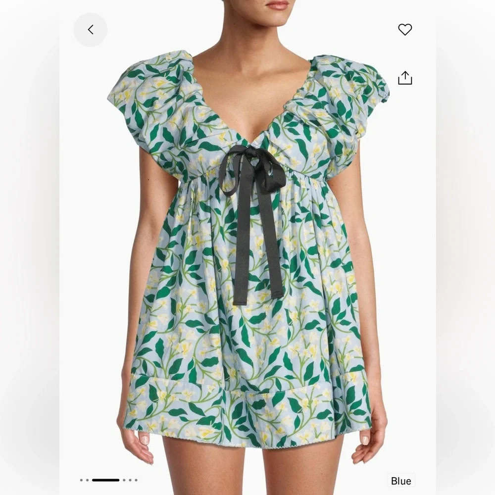 Agua by Agua Bendita Blue Floral Mini Dress - Picture 1 of 8